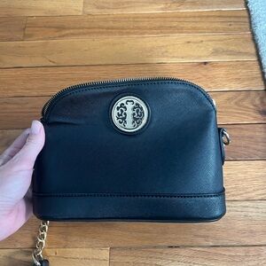 Black Crossbody Bag with Gold Chain